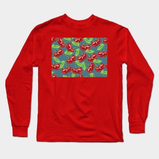 Delicious seamless pattern with cherries fruit Long Sleeve T-Shirt